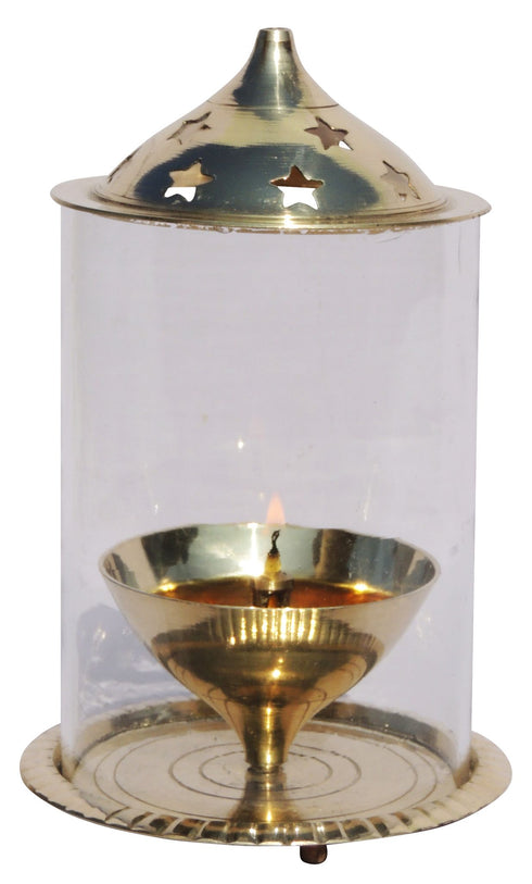 Brass Oil Lamp Deepak With Chimney 0.26kg